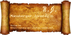Mansberger Jonatán névjegykártya